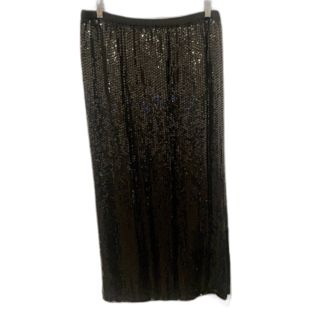 Rina Z Sequin Long Full Length 100% Silk Sequin Skirt Lined Large L Vintage